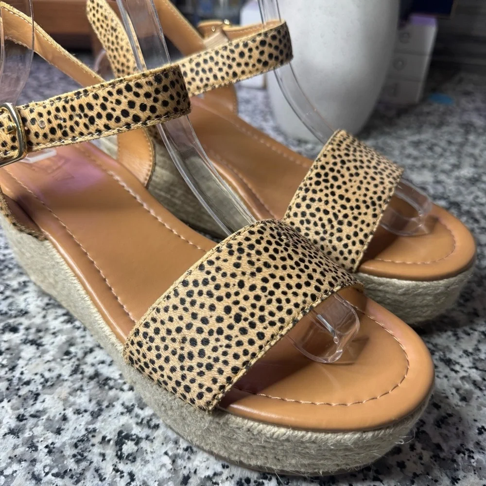 J.Crew | NWOB Platform Espadrille Sandals Leopard-print Calf Hair Size 9